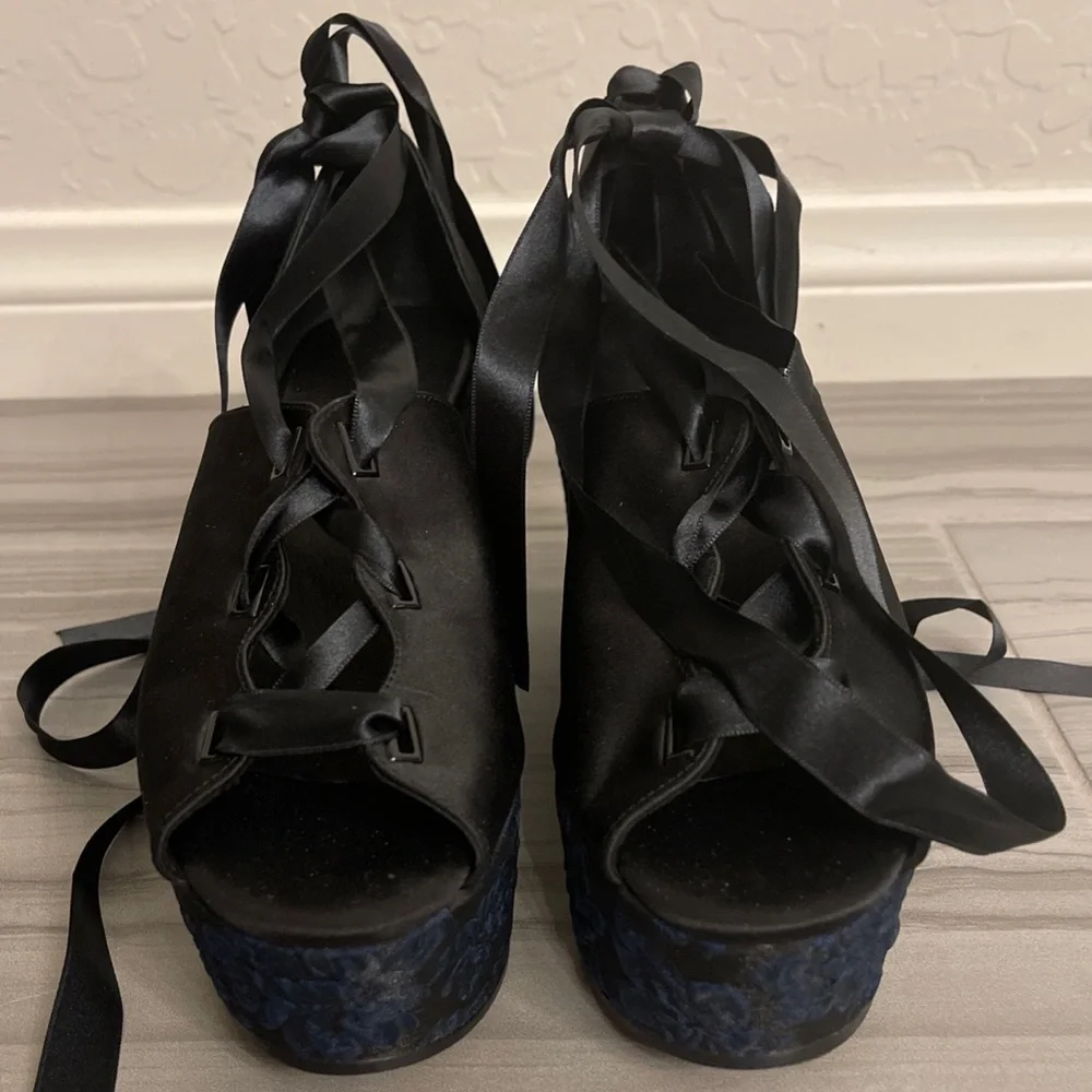 Renvy Satin Lace Up Platforms - Picture 3 of 10